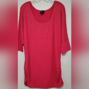 Serena Williams Red Oversized Embellished Blouse